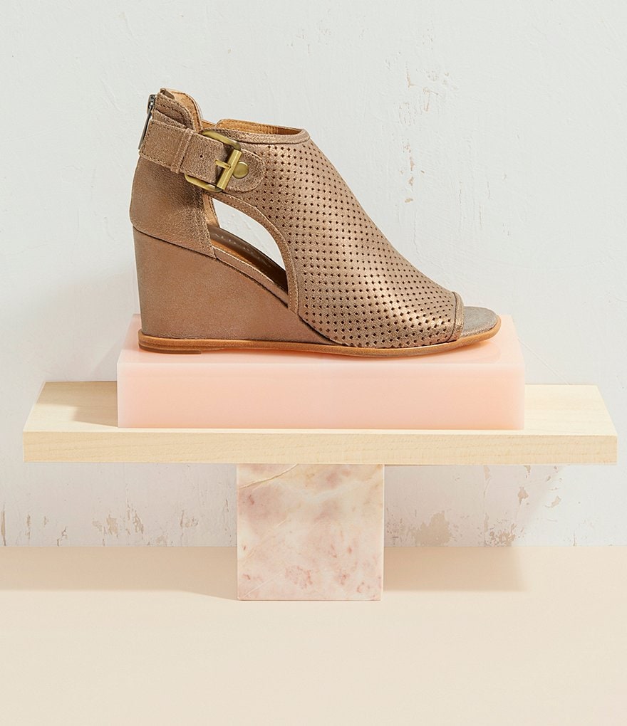 Donald Pliner Lottie Brushed Metallic Leather Wedges