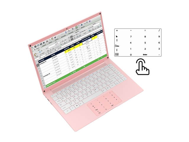 Laptop Computer 14 inch Windows 10 Notebook PC - HAOQIN HaoBook140 Intel Celeron N3350 6GB DDR3 RAM 128GB SSD HD IPS Display 5.0GHz WiFi Bluetooth 4.2 HDMI Pink