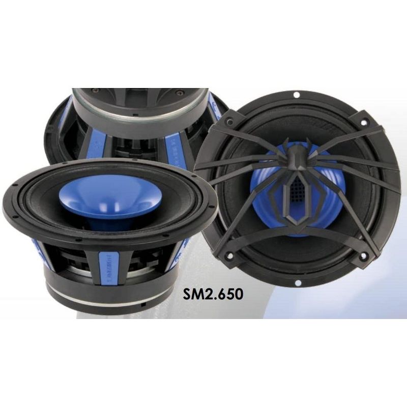 Soundstream SM2.650 6.5 Inch 2 Way 250 Watt Pro Audio Low Distortion Midrange Speaker Pair for Car Truck Vehicle Sound System, Black/Blue (Pair)