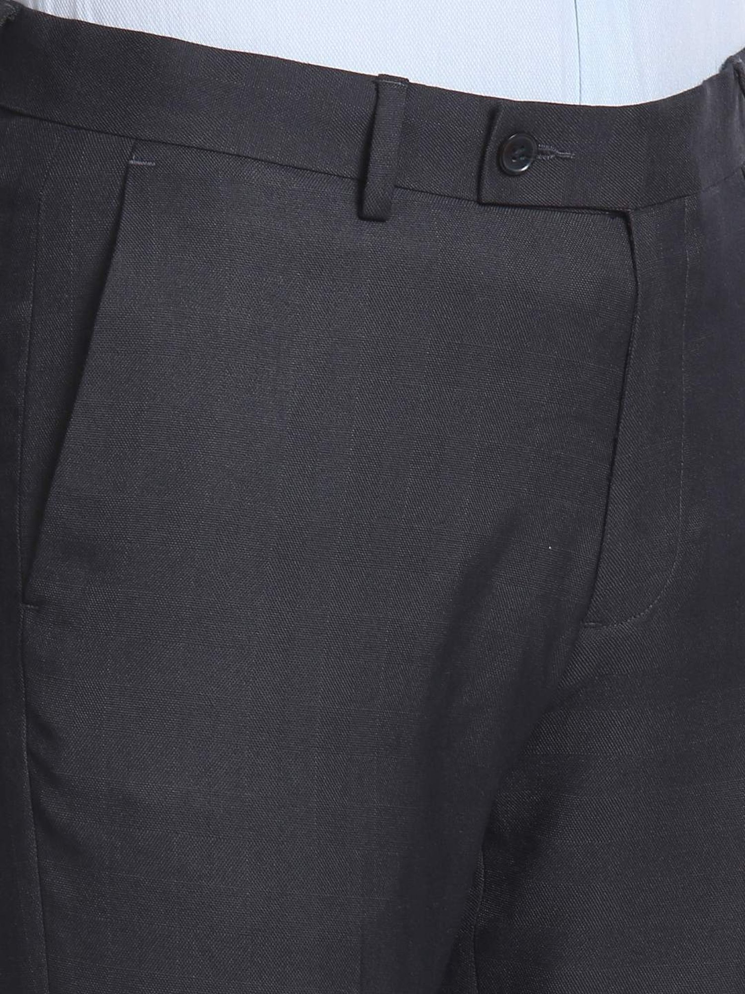 Arrow Navy Regular Fit Checks Trousers