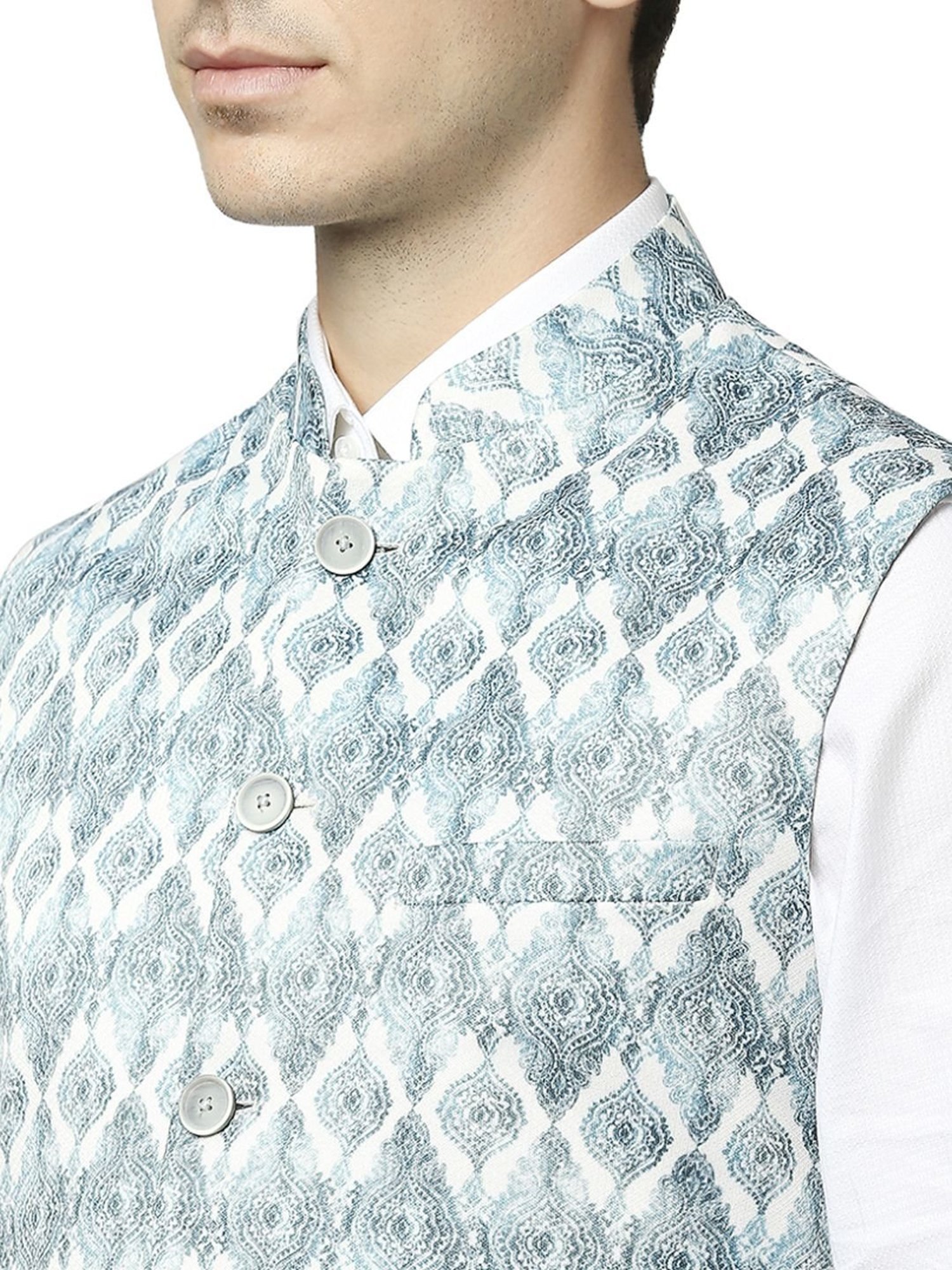 Raymond Green  Regular Fit Printed Nehru Jacket