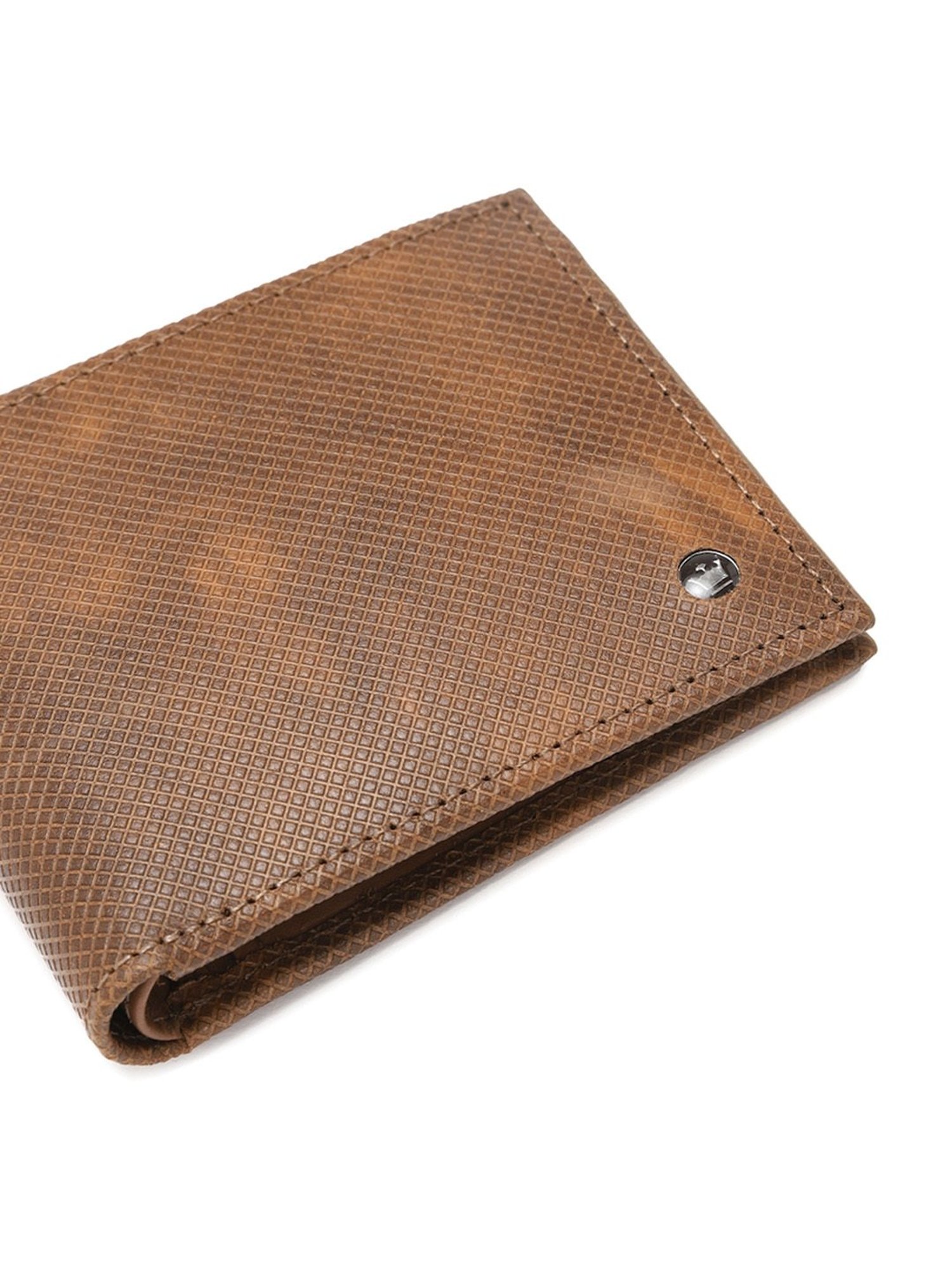 Louis Philippe Brown Textured Leather Bi-Fold Wallet for Men