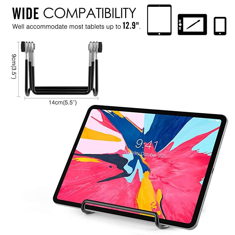 Foldable Tablet Stand 2 Pack Adjustable Metal Holder for 9129quot Tablet Compatible with iPad 102quot 2019 New iPad Air 3rd Gen iPad Pro 10597 iPad Pro 11 2020129 Galaxy Tab E 96quot Black