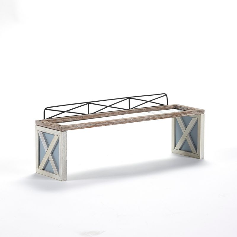 38" Soloman Wooden Shelf with Metal Brackets Brown - Kate & Laurel All Things Decor