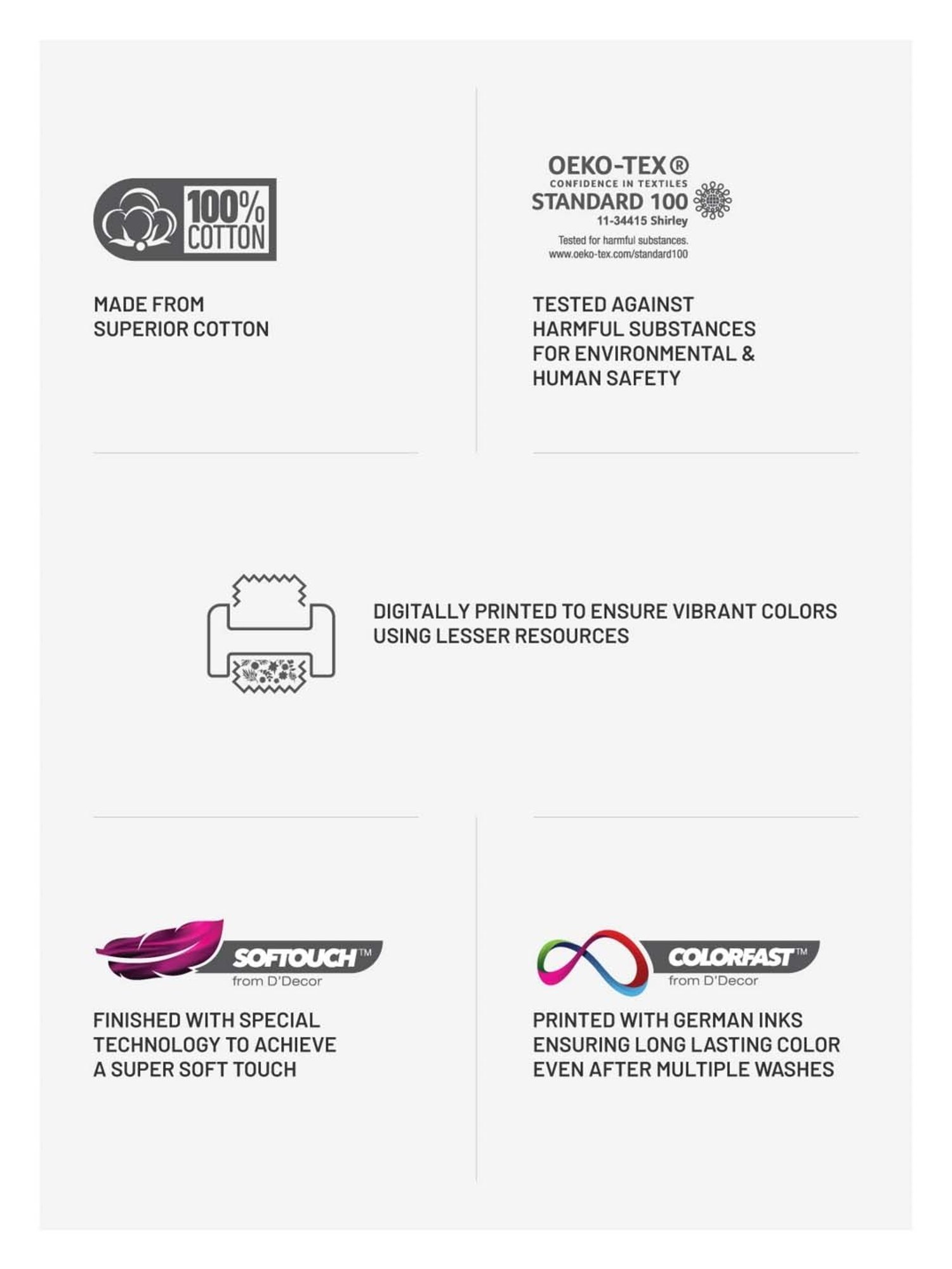 DDecor Geometric Grey 144 TC Cotton King Bedsheet with 2 Pillow covers