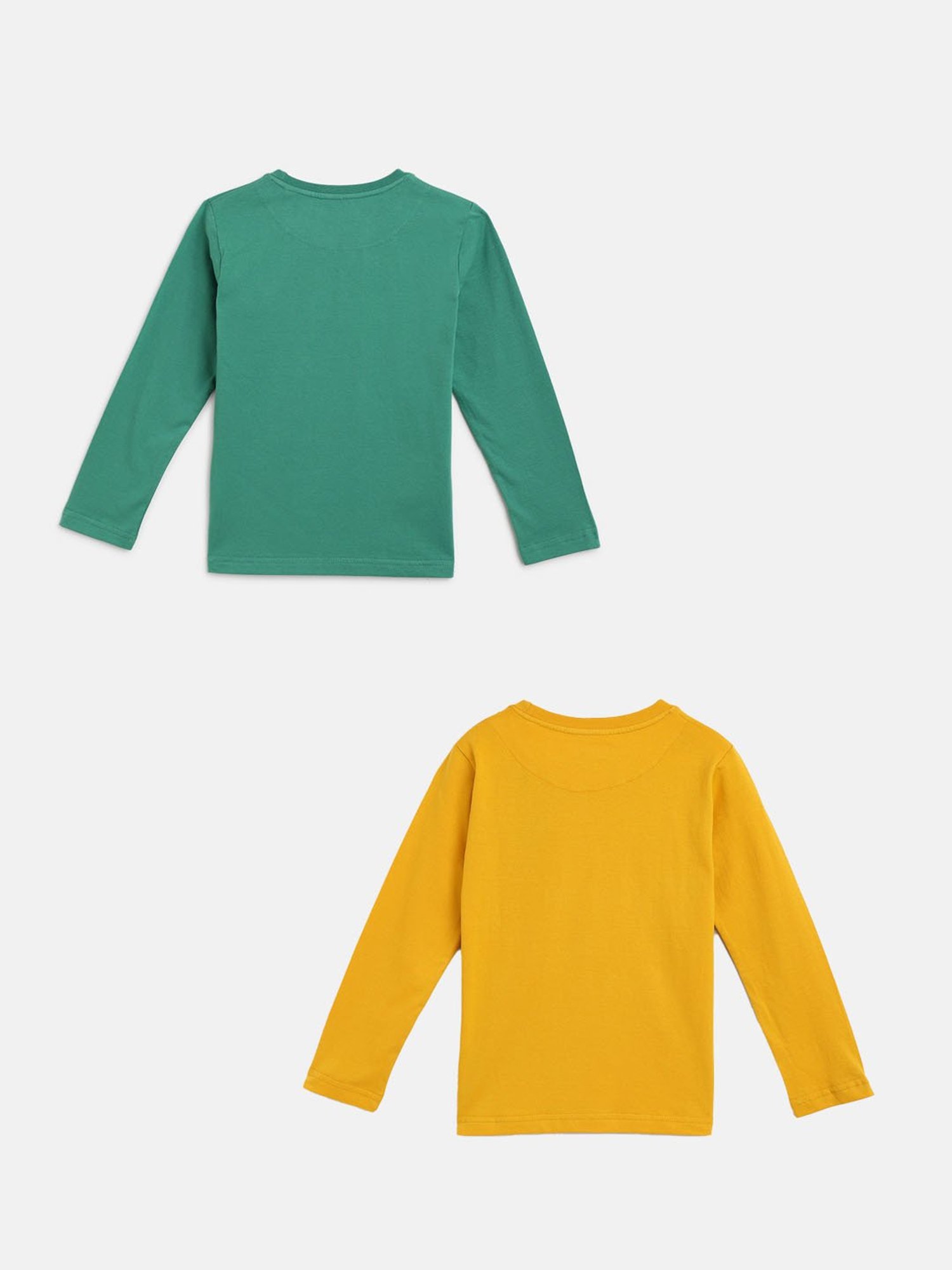 Campana Yellow & Green Solid  Full Sleeves T-Shirt (Pack Of 2)