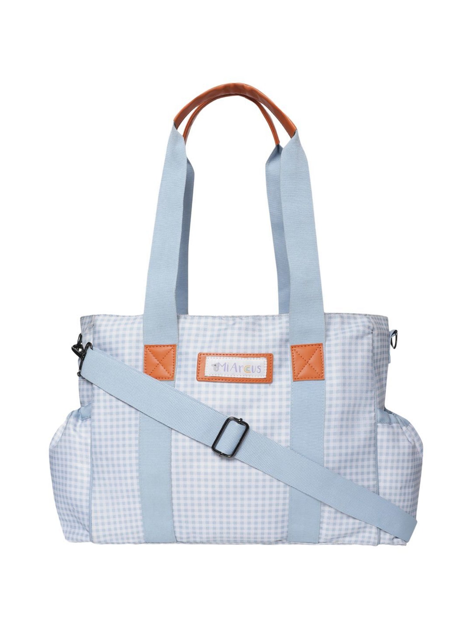 MiArcus Blue Gingham Check Print Diaper Bag