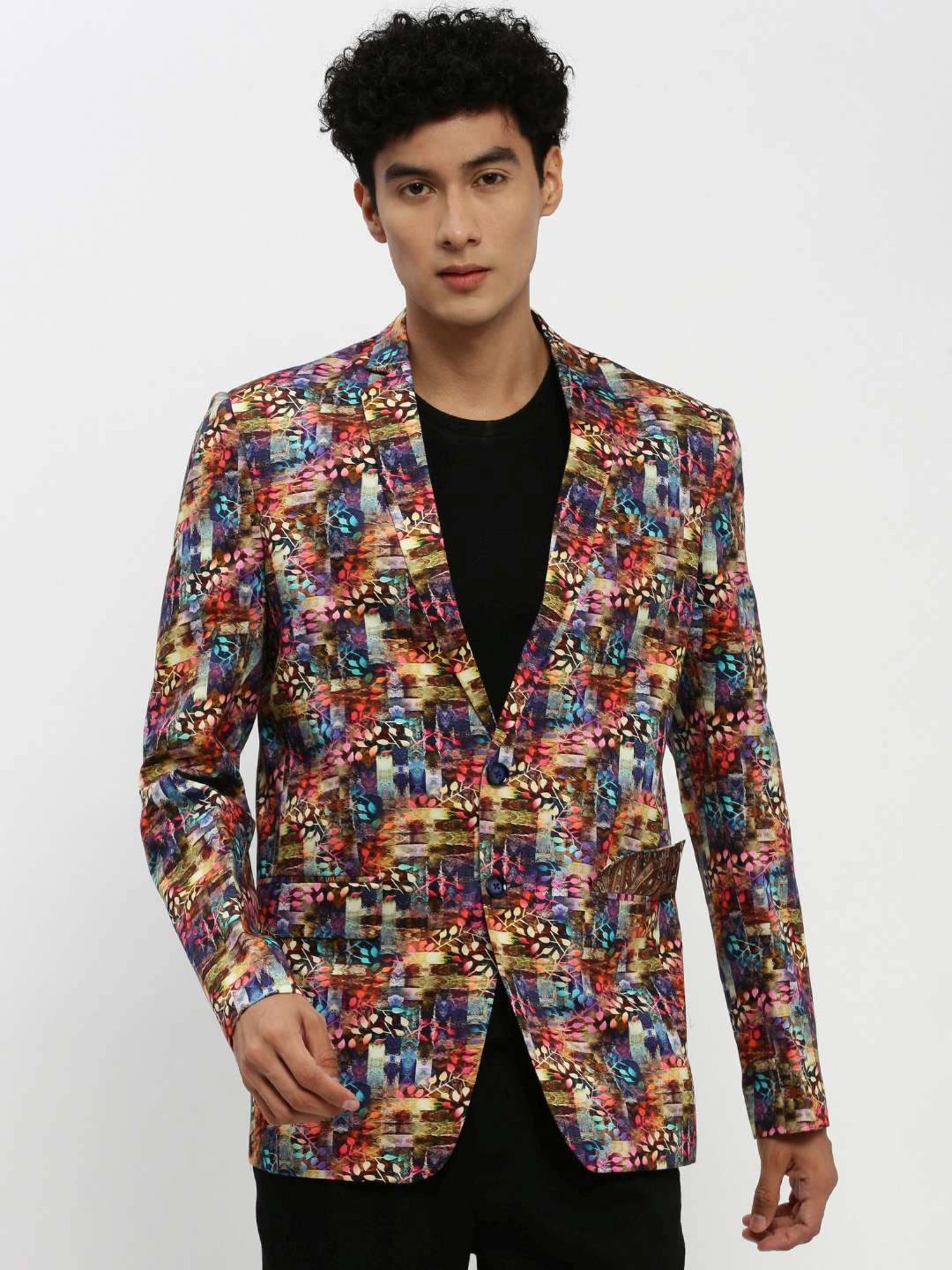 SHOWOFF Multicoloured Slim Fit Printed Blazer