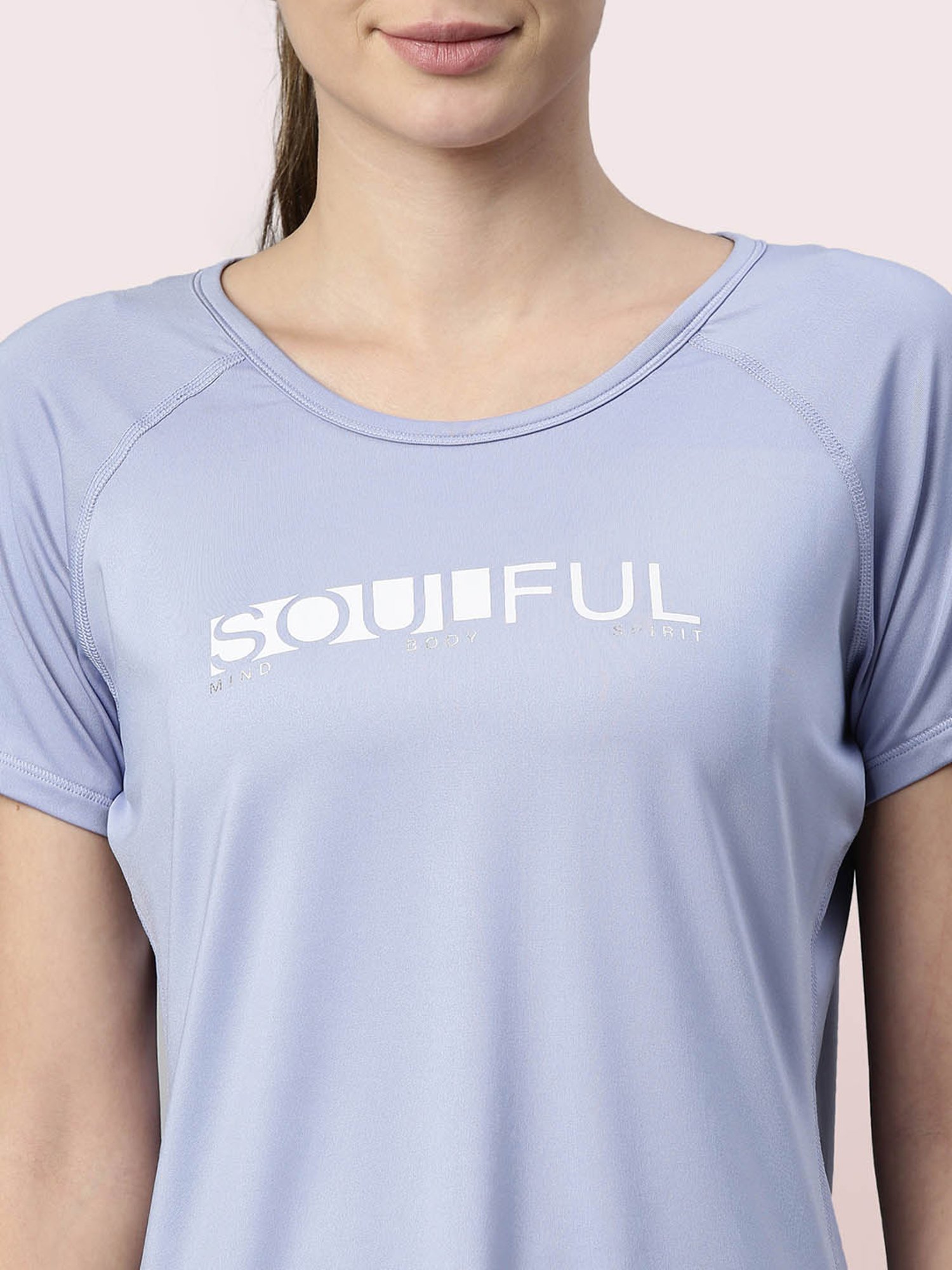 Enamor Blue Printed Crew T-Shirt