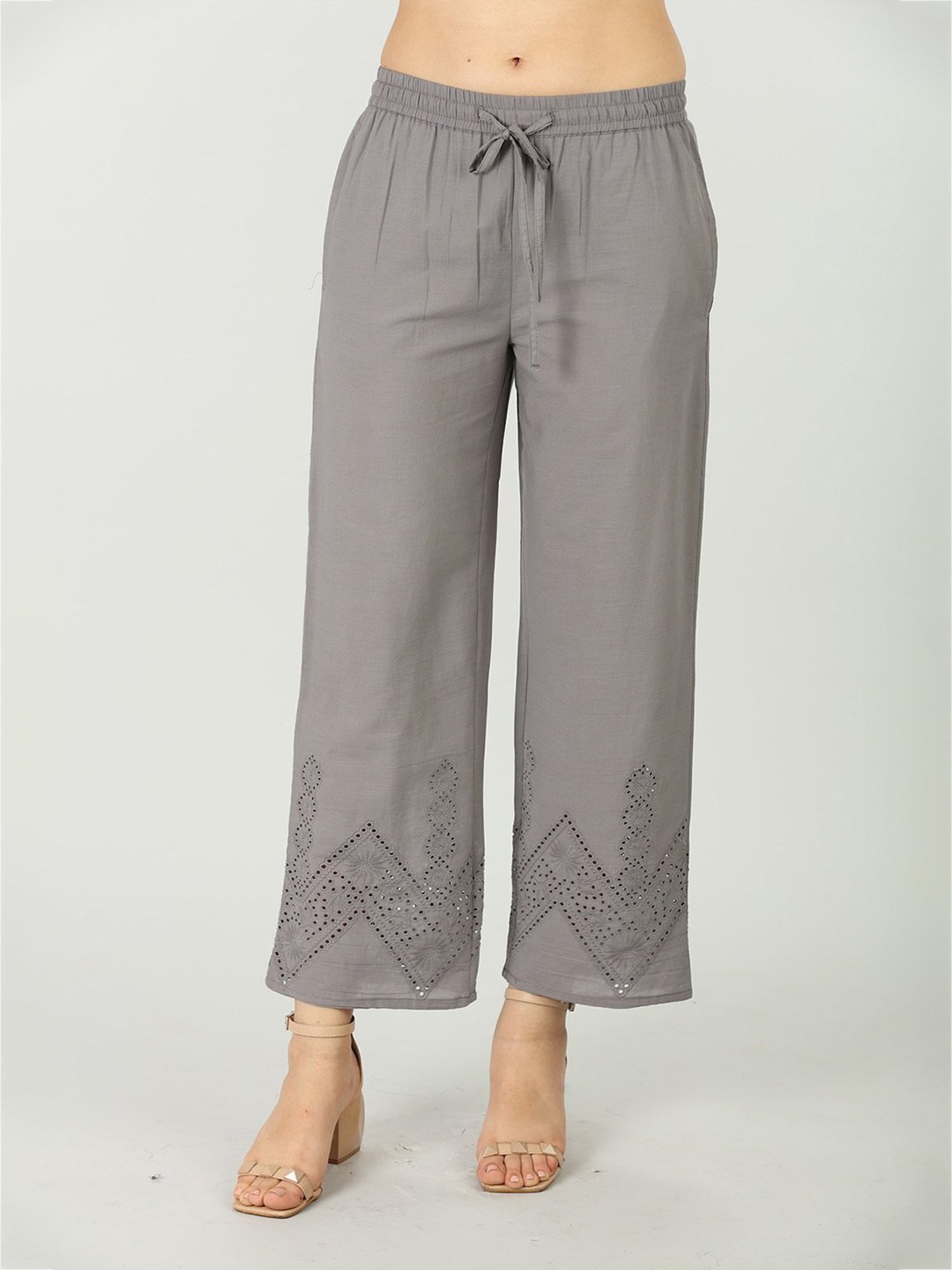 Mustard Grey Cotton Palazzos