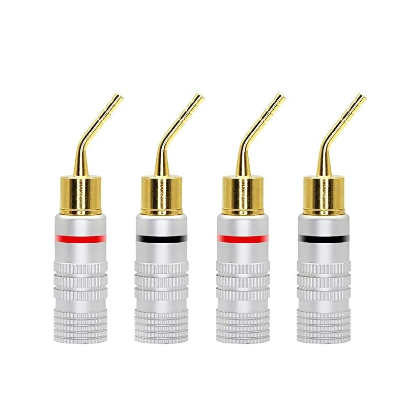 Gold Plated 2mm Banana Plug Screw Type Audio Speaker Pin Plugs Cable Connector Adapter(4pcs)