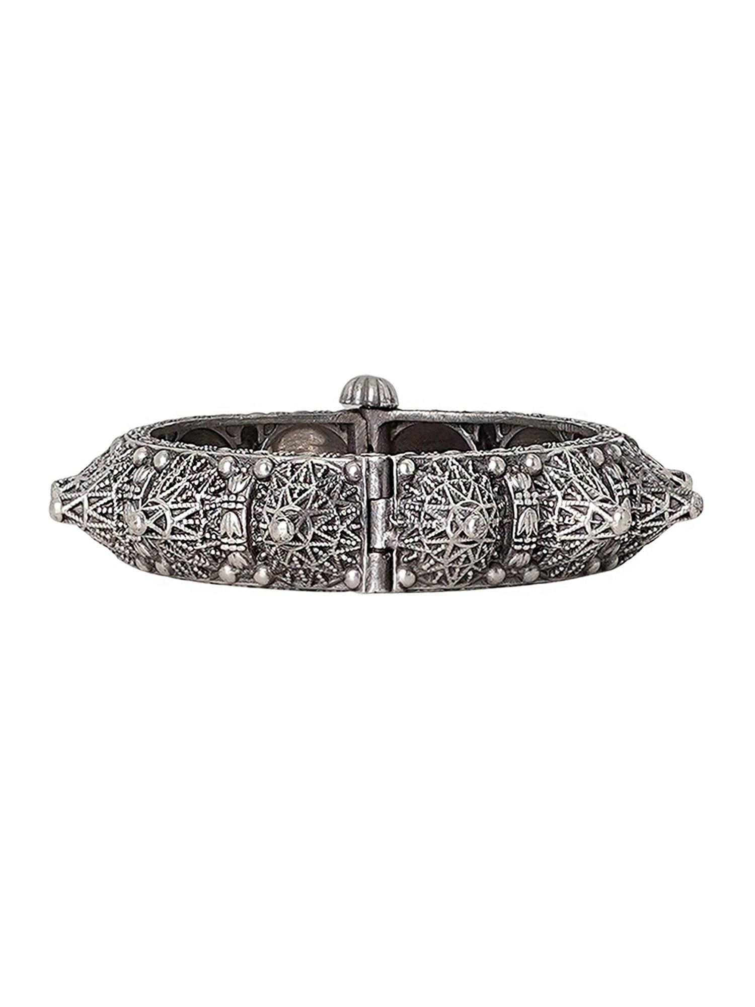 Teejh Ethnic  Pahal Silver Oxidized Bangle for Women