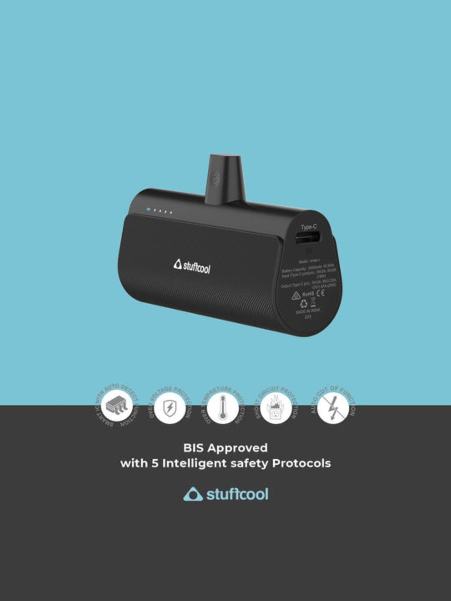 Stuffcool Snap Type C 5000mAh Powerbank (Black)