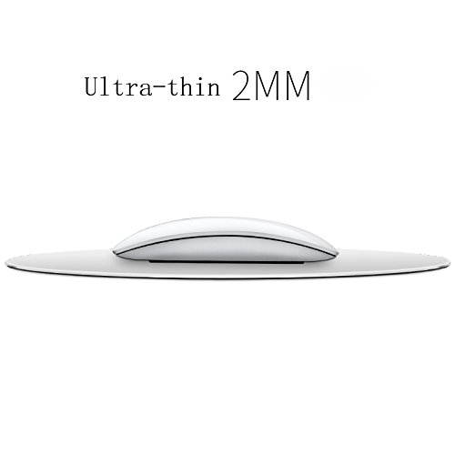 ESTONE Round Aluminum Gaming Mouse Pad with Anti-Skid Rubber Base-8.66"x8.66"x0.08" - Silver