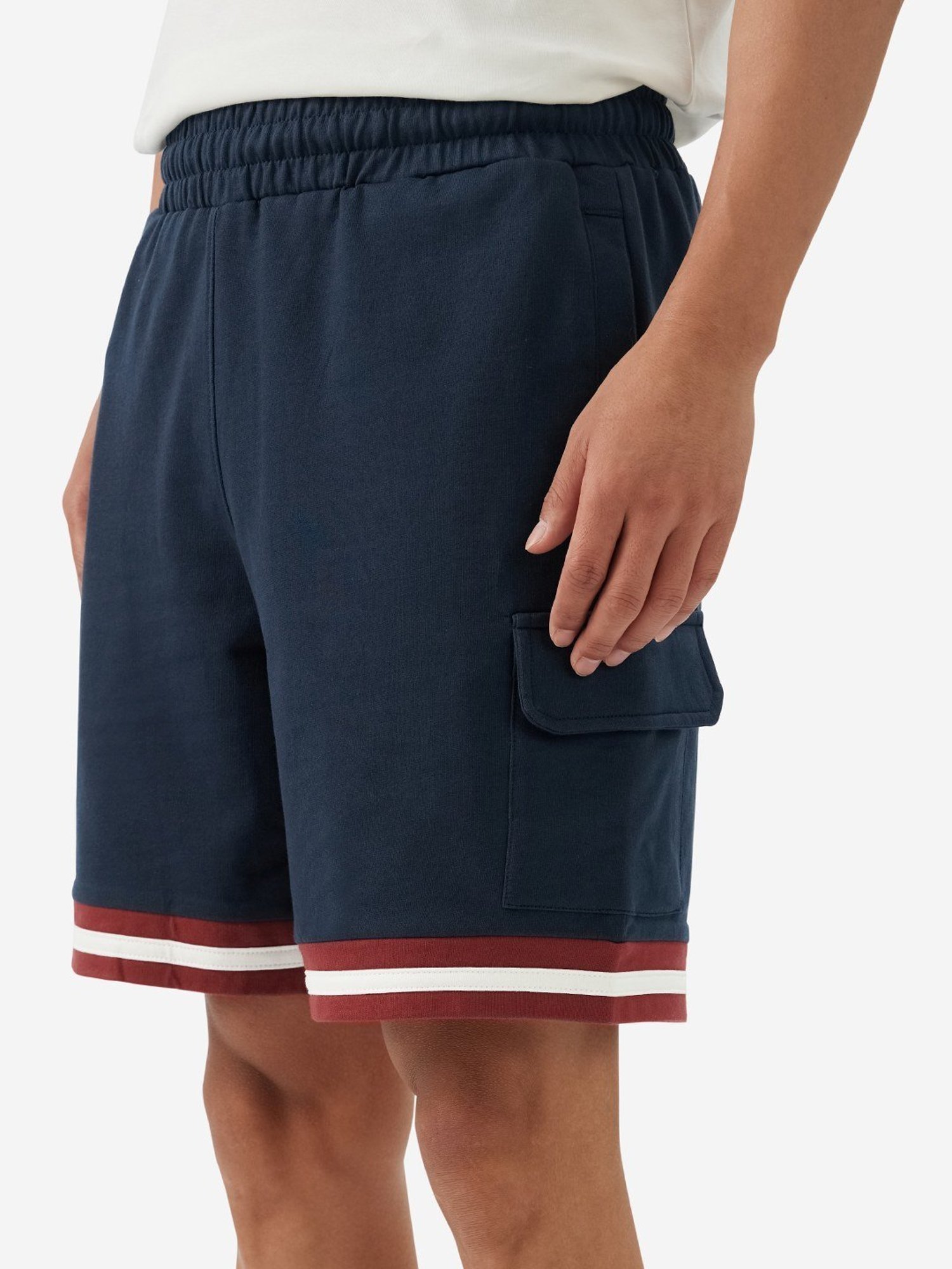 The Souled Store Blue Regular Fit Striped Cargo Shorts