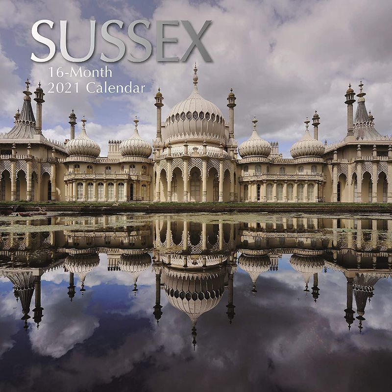 2021 Wall Calendar - Sussex, 12 x 12 Inch Monthly View, 16-Month, Scenic Britain Theme, Includes 180 Reminder Stickers