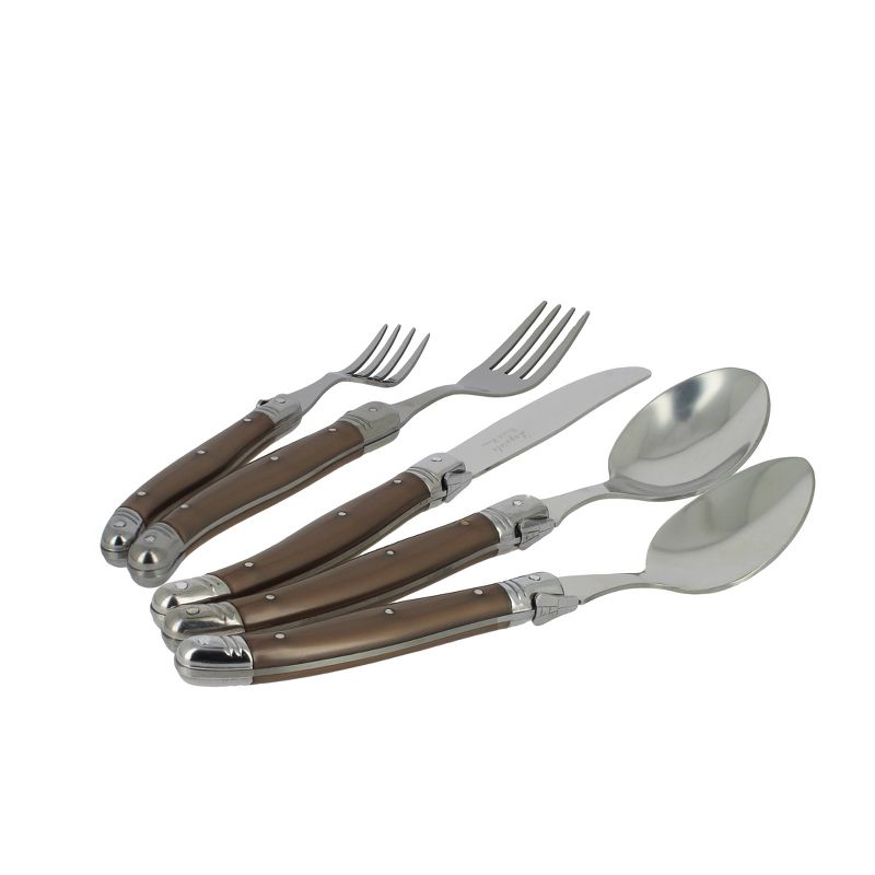 French Home Laguoile 20pc Stainless Steel Silverware Set Bronze