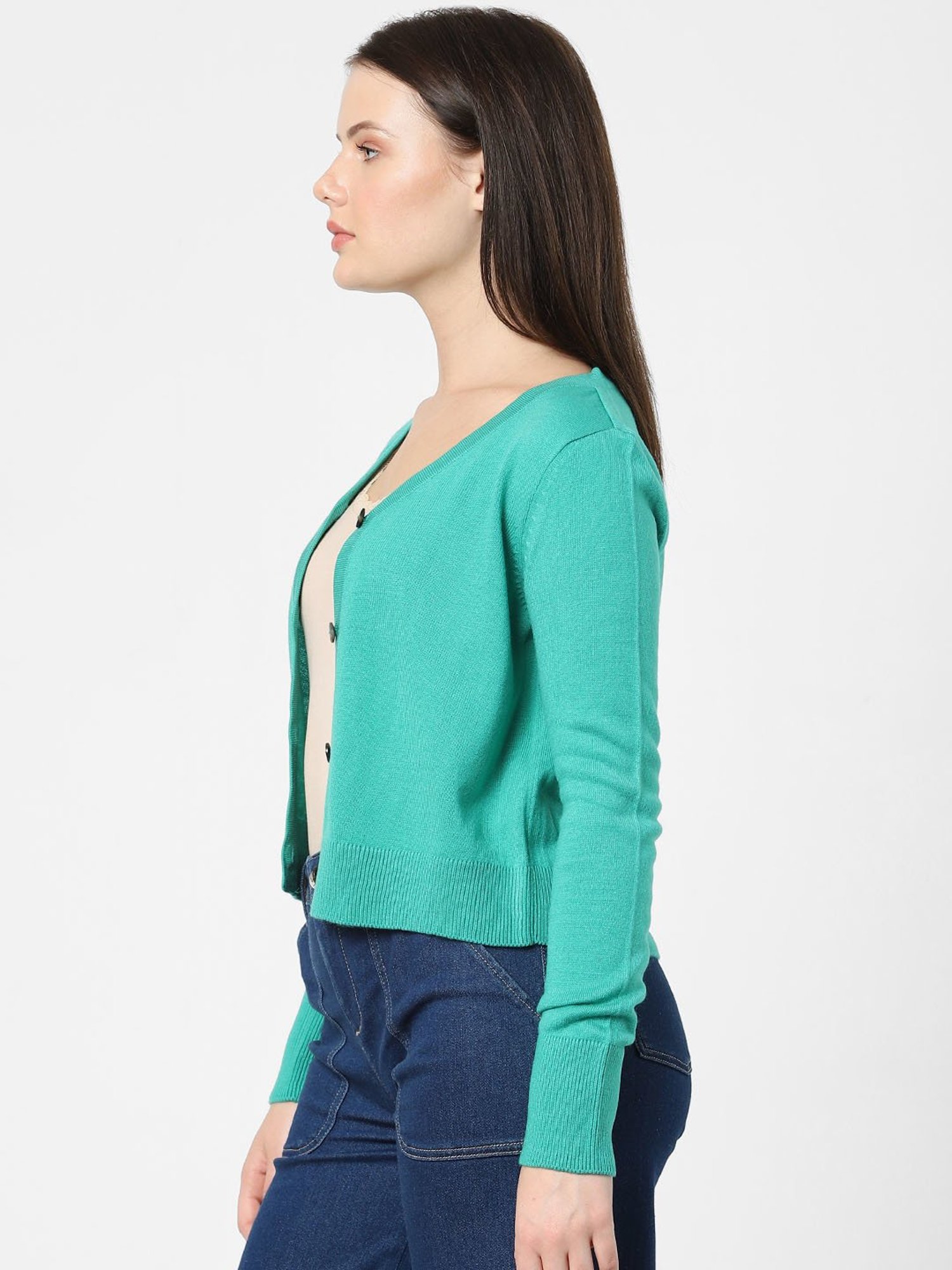 Vero Moda Green Regular Fit Cardigans