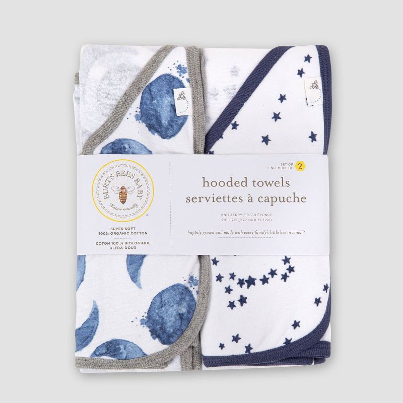 Burt's Bees Baby® Set of 2 Hello Moon!' Hooded Towels - Blue