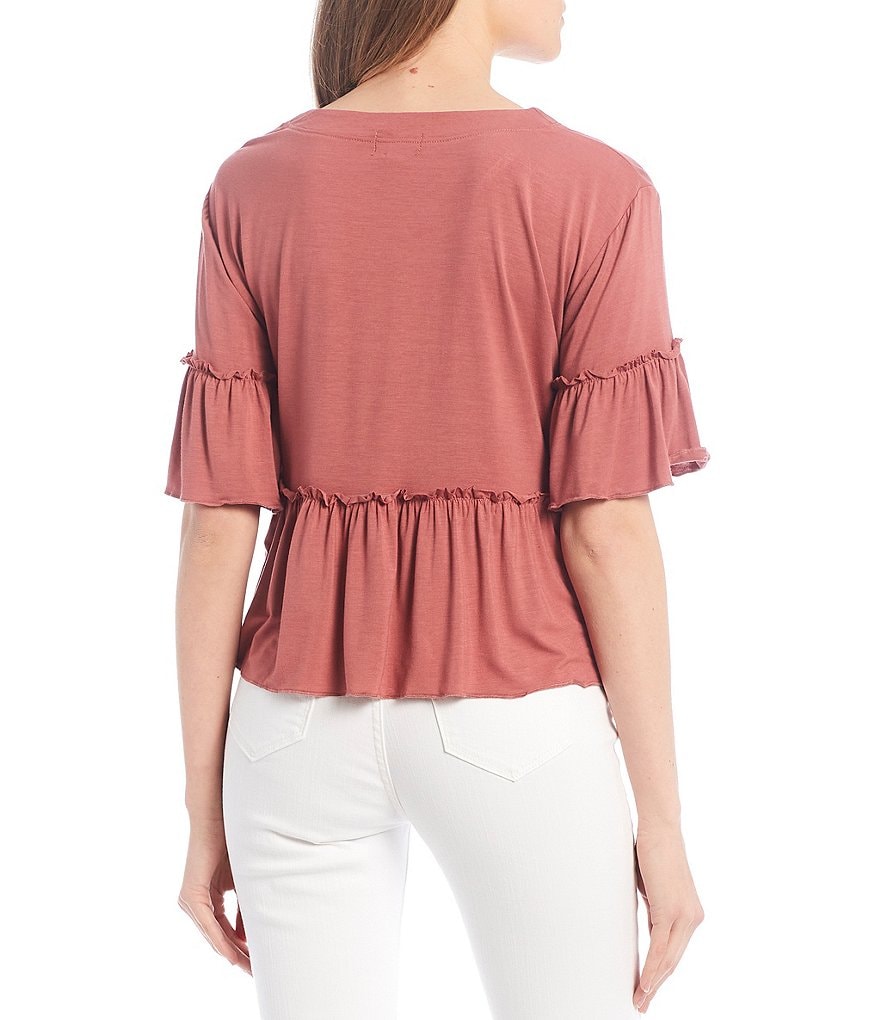 Originality Short Sleeve Boho Peplum Top