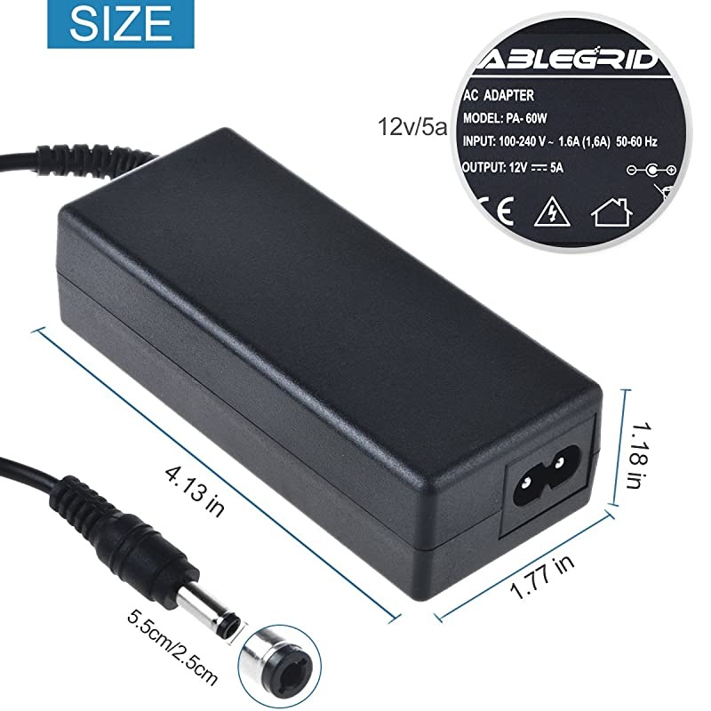 Swann Lorex QSee Security Camera Power Adapter 12V 5A 60W 2Prong Plug 100V240V AC to DC 25x55mm w8Way Power Splitter Cable Power Supply for CCTV Security Camera DVR LED Strip Lights