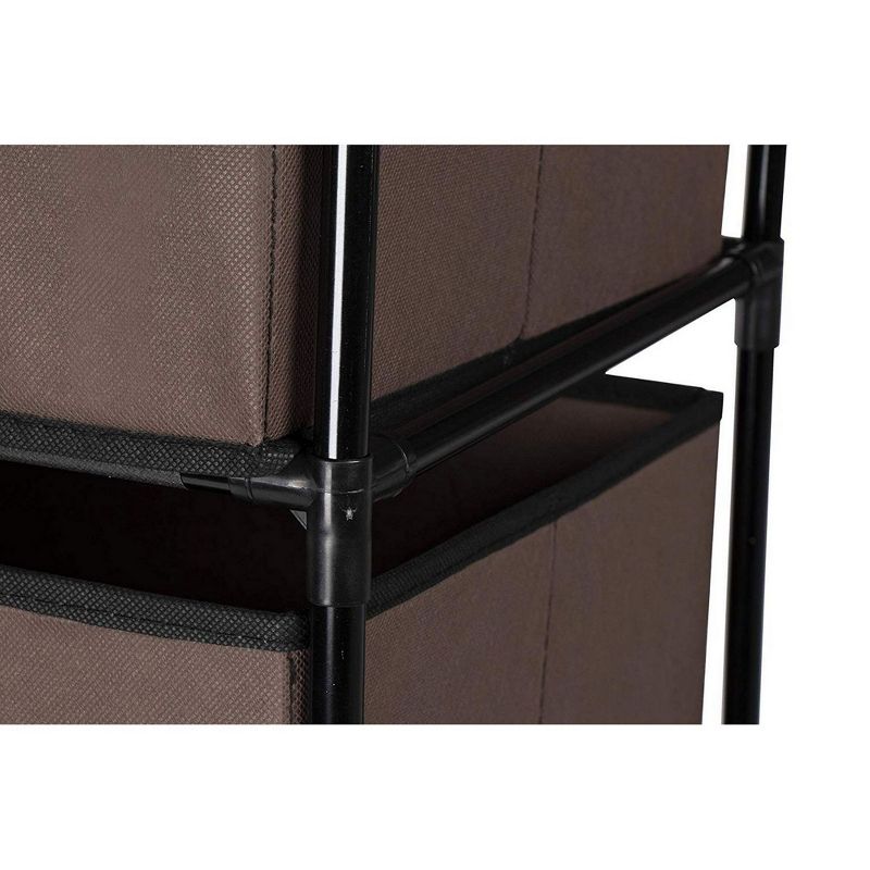 Juvale 4 Tier Dresser Drawers Organizer Tower, Fabric Chest of Storage Drawer Bins for Clothes, Brown 16.5x13 in