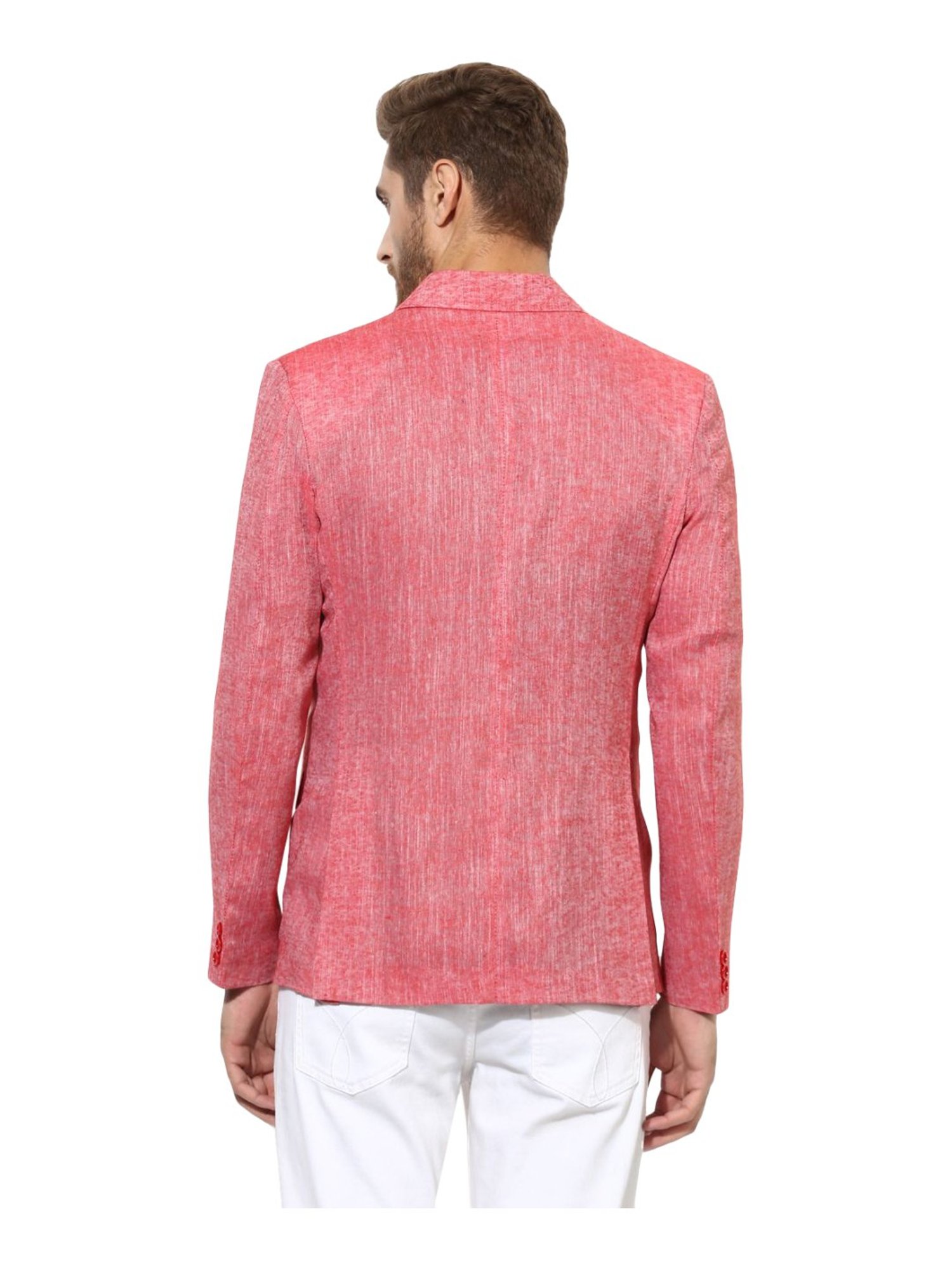 Hang Up Red Linen Regular Fit Blazer
