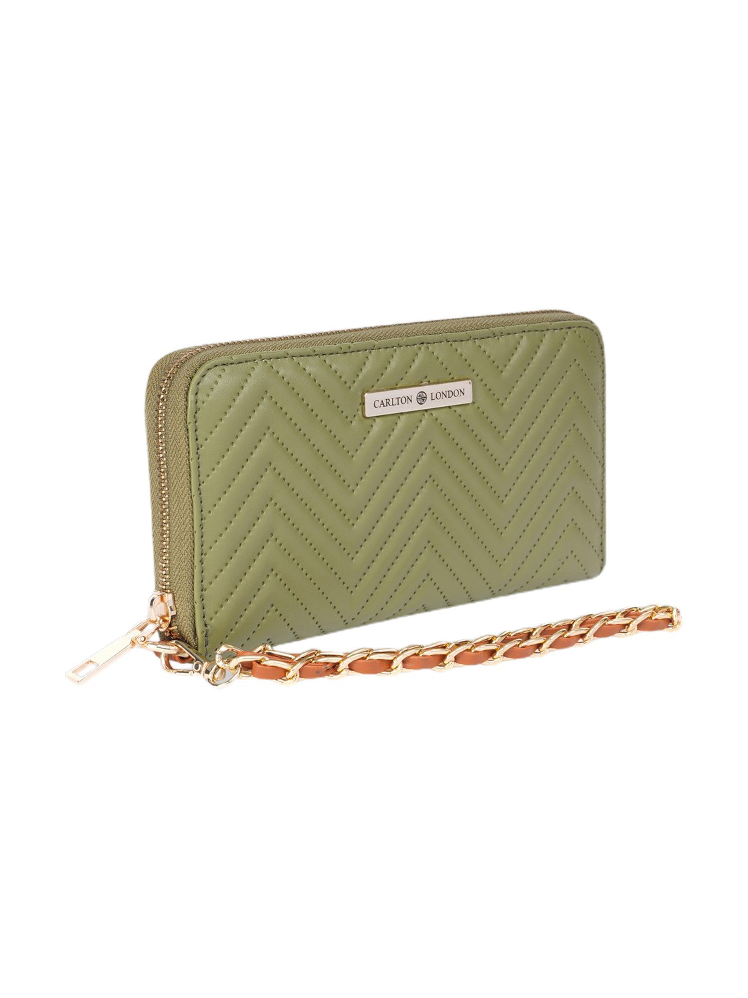 Carlton London Brown Textured Small Zip around Wallet for Women