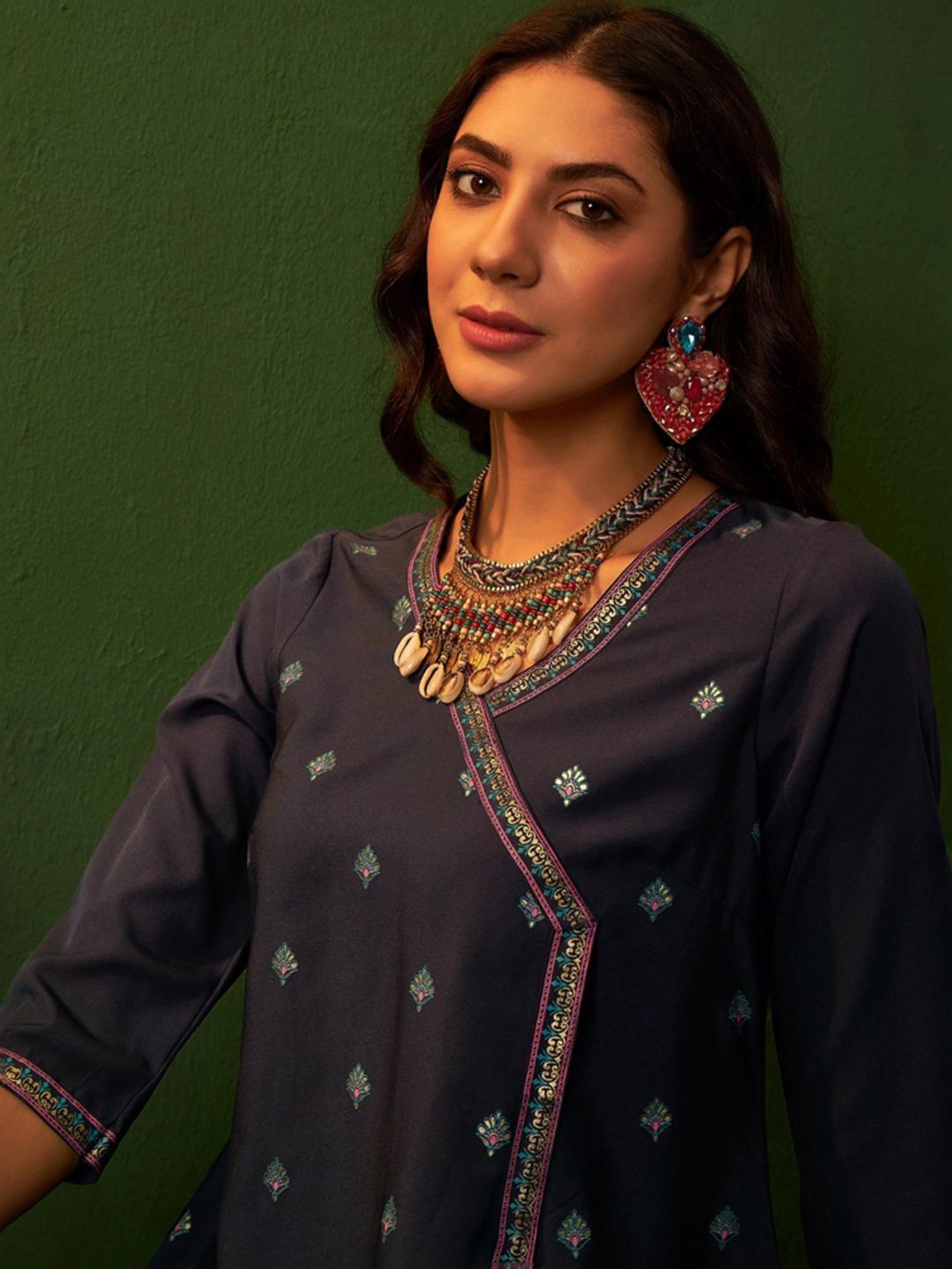 Ziyaa Blue Printed Kurta Pant Set