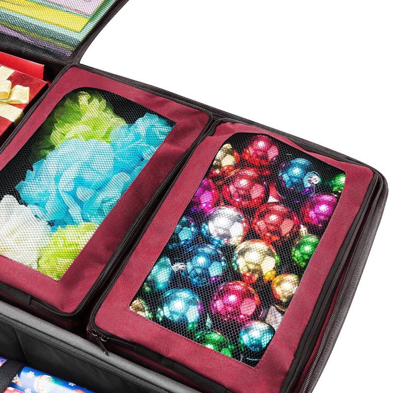 Premier Gift Wrap Rolling Storage Bag Holds Rolls Ribbons Bows and More Red - Elf Stor