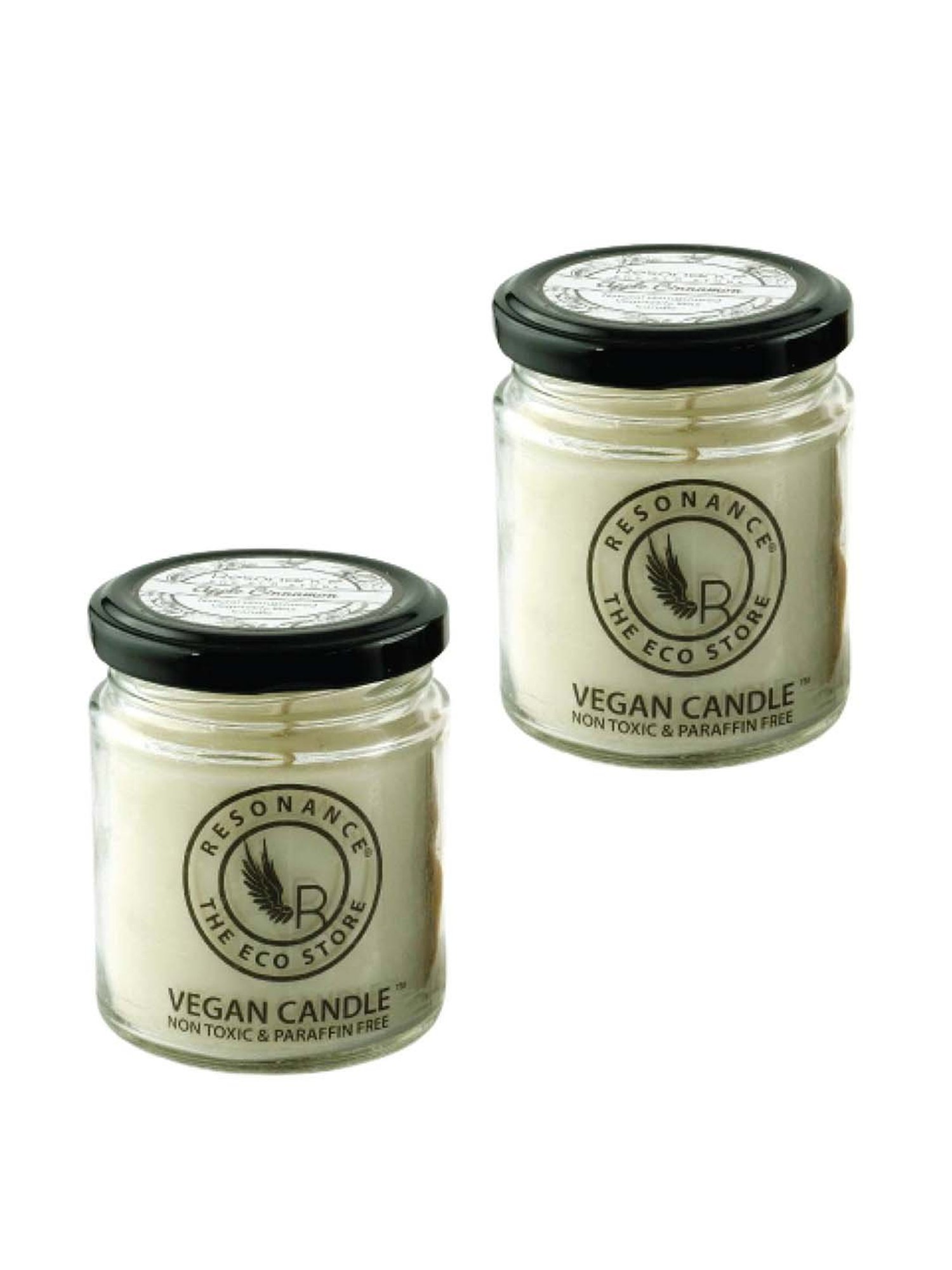 RESONANCE White Soy Wax Scented Aromatic VEGAN Candles (Apple Cinnamon) - Set of 2