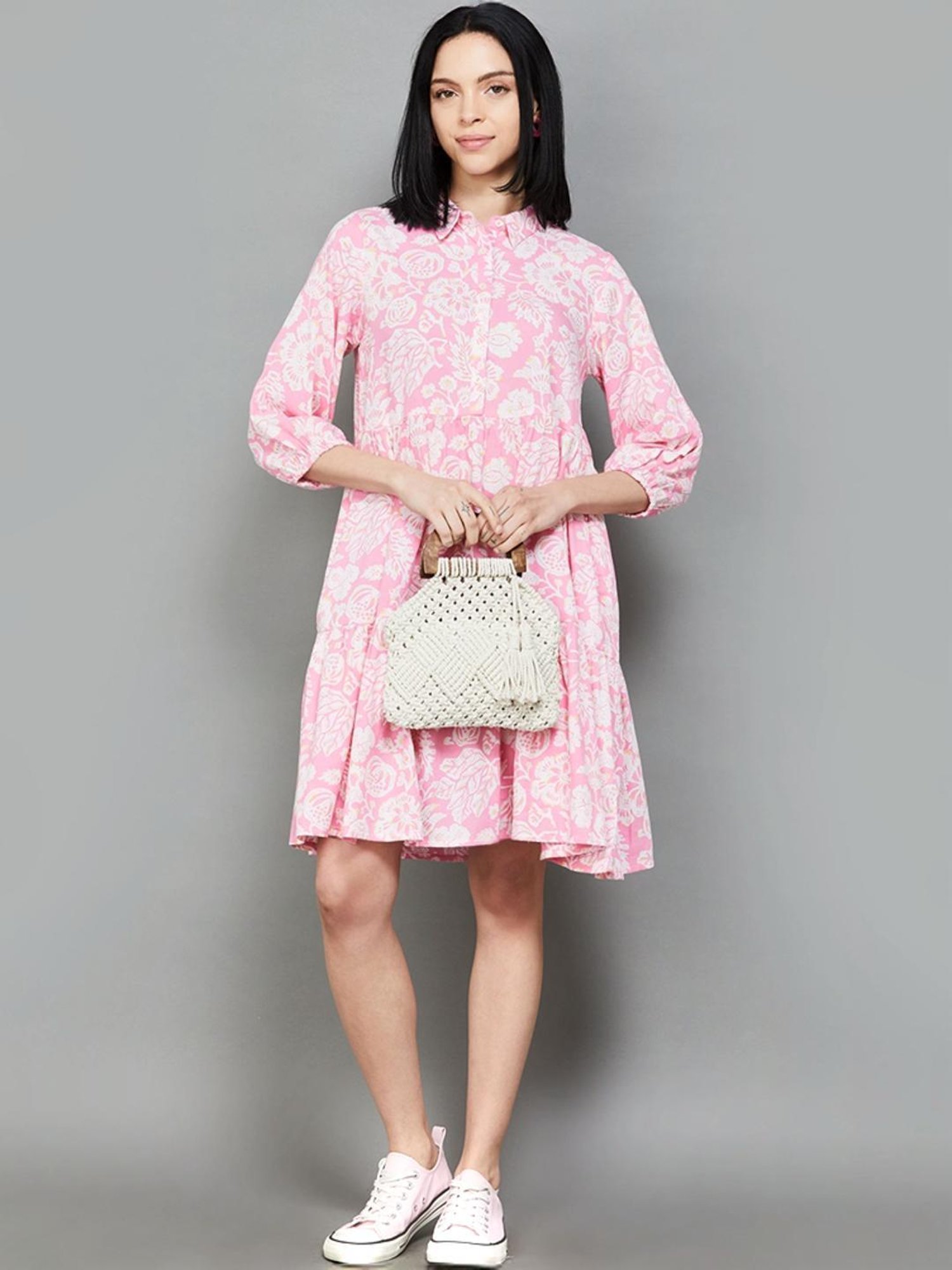 Colour Me by Melange Pink Floral Print A-Line Dress