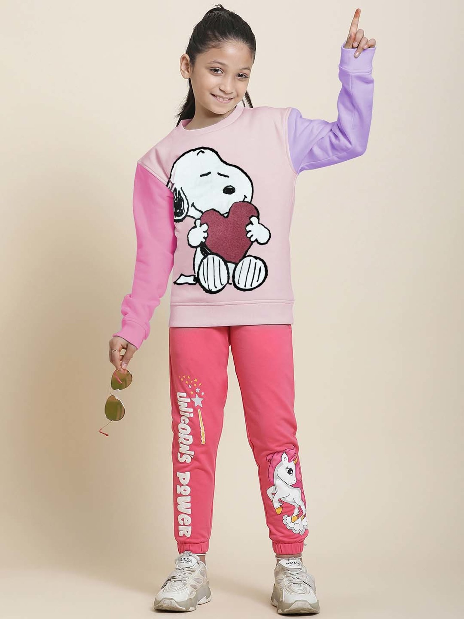 Kidsville Pink & Purple Printed Full Sleeves Sweatshirt