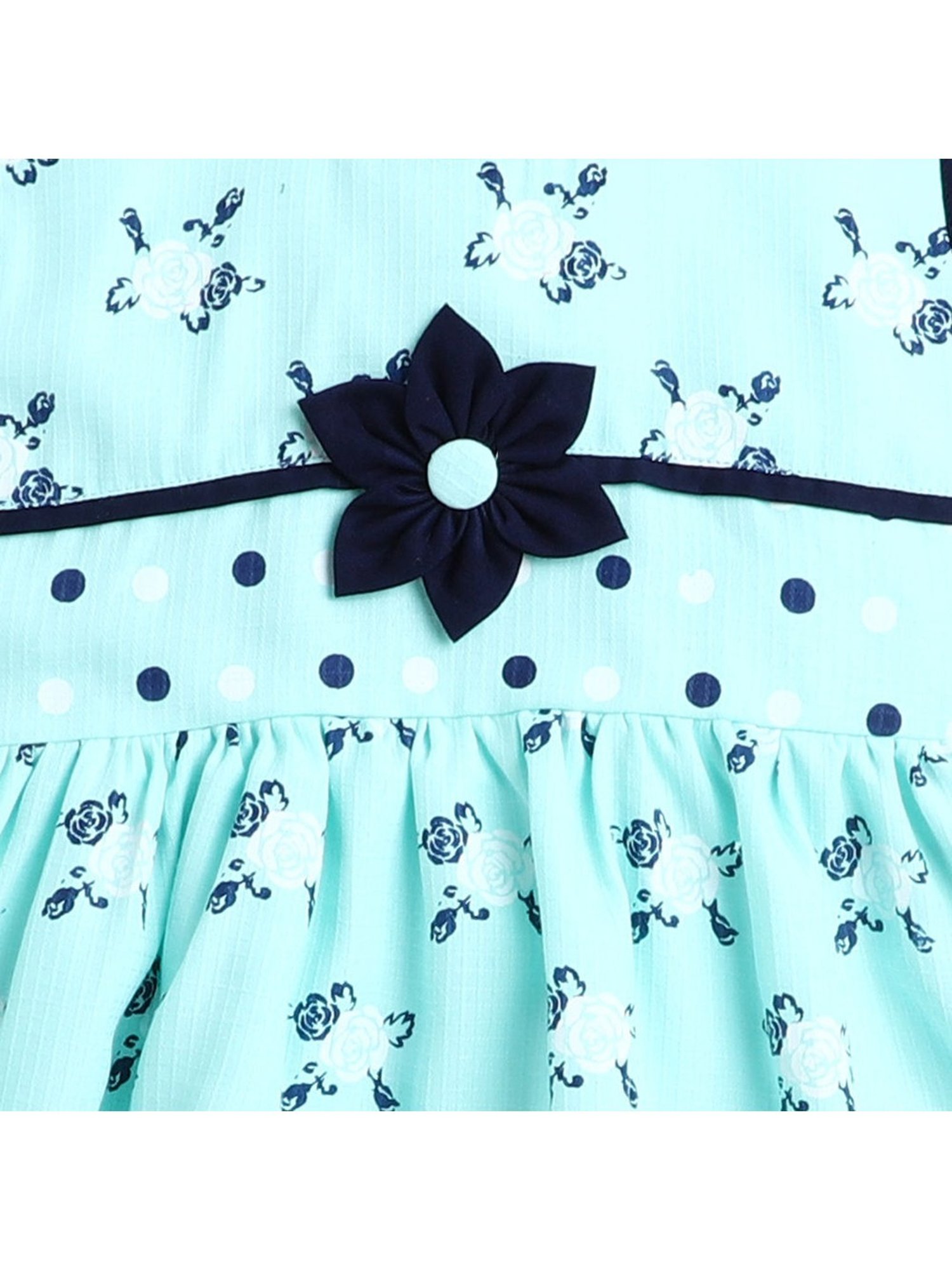 The Magic Wand Kids Mint Cotton Floral Print Dress
