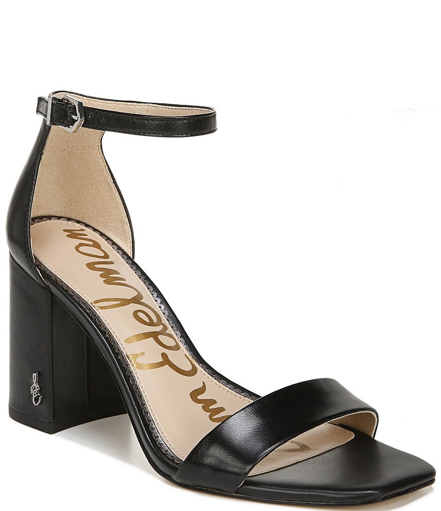Sam Edelman Daniella Leather Block Heel Square Toe Dress Sandals