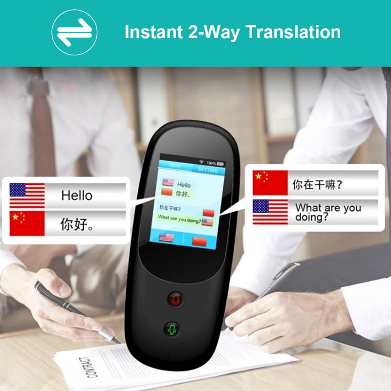 Portable Smart Language Translator Device 2.4 Inch Touchscreen WiFi/Hotspot Support 41 Multilingual Languages Instant Real-Time Two Way High Accuracy Voice Translator for Learning Travelling Shopping