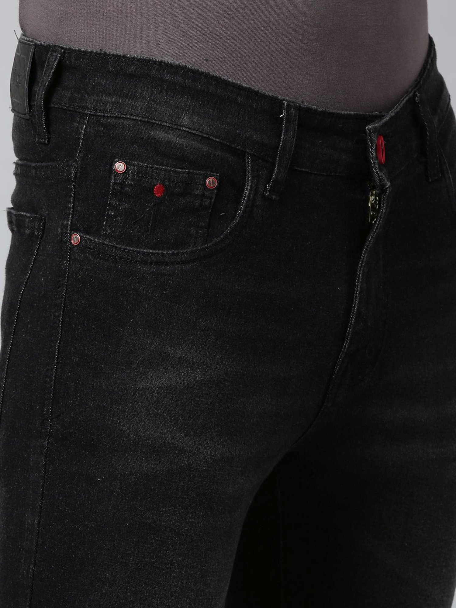 CINOCCI Black Cotton Slim Fit Jeans
