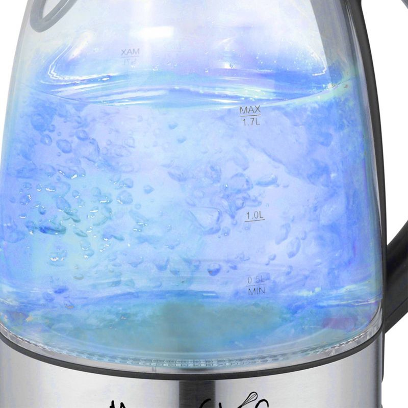 MegaChef 1.7L Glass Electric Tea Kettle - Sliver