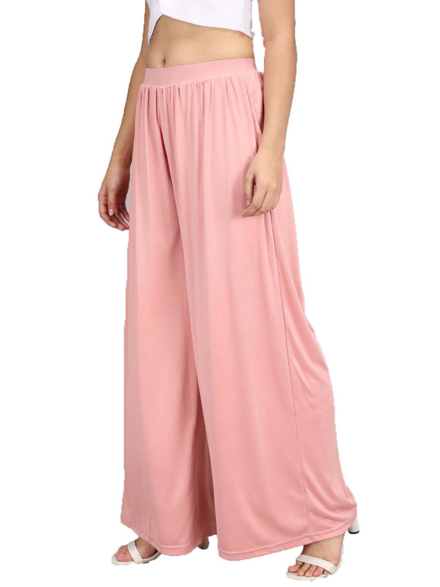 Kotty Pink Flared Fit Palazzos