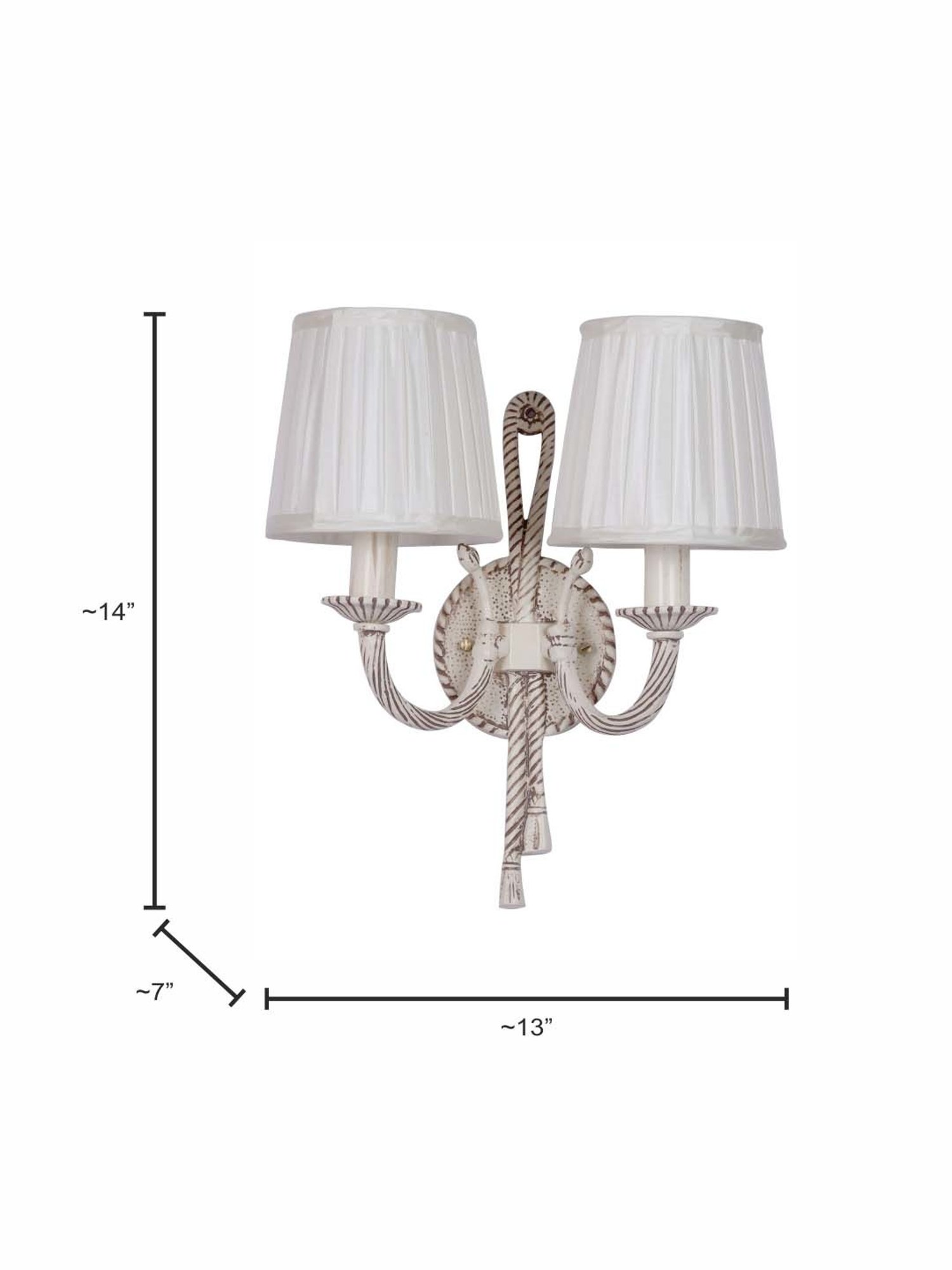 Fos Lighting Knotted Distressed Beige Aluminium 2-In-1 Wall Lamp With Fabric Shade