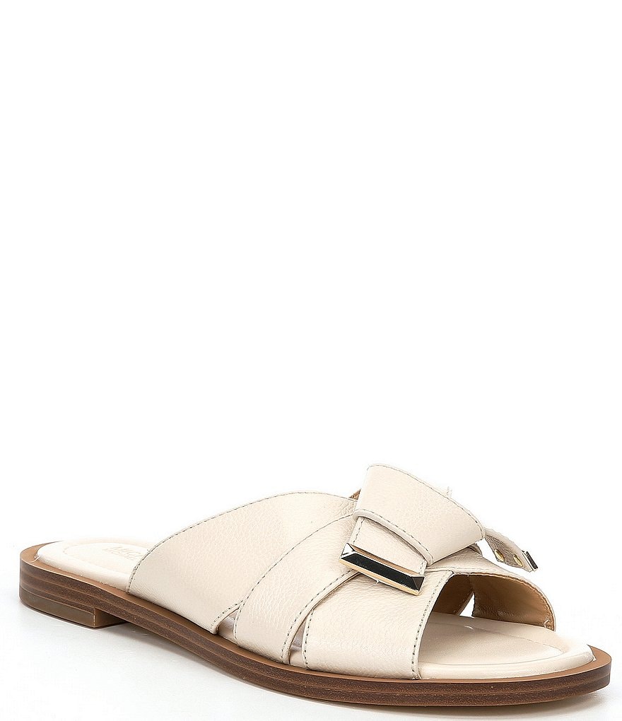 MICHAEL Michael Kors Addison Tumbled Leather Knot Detail Slide Sandals