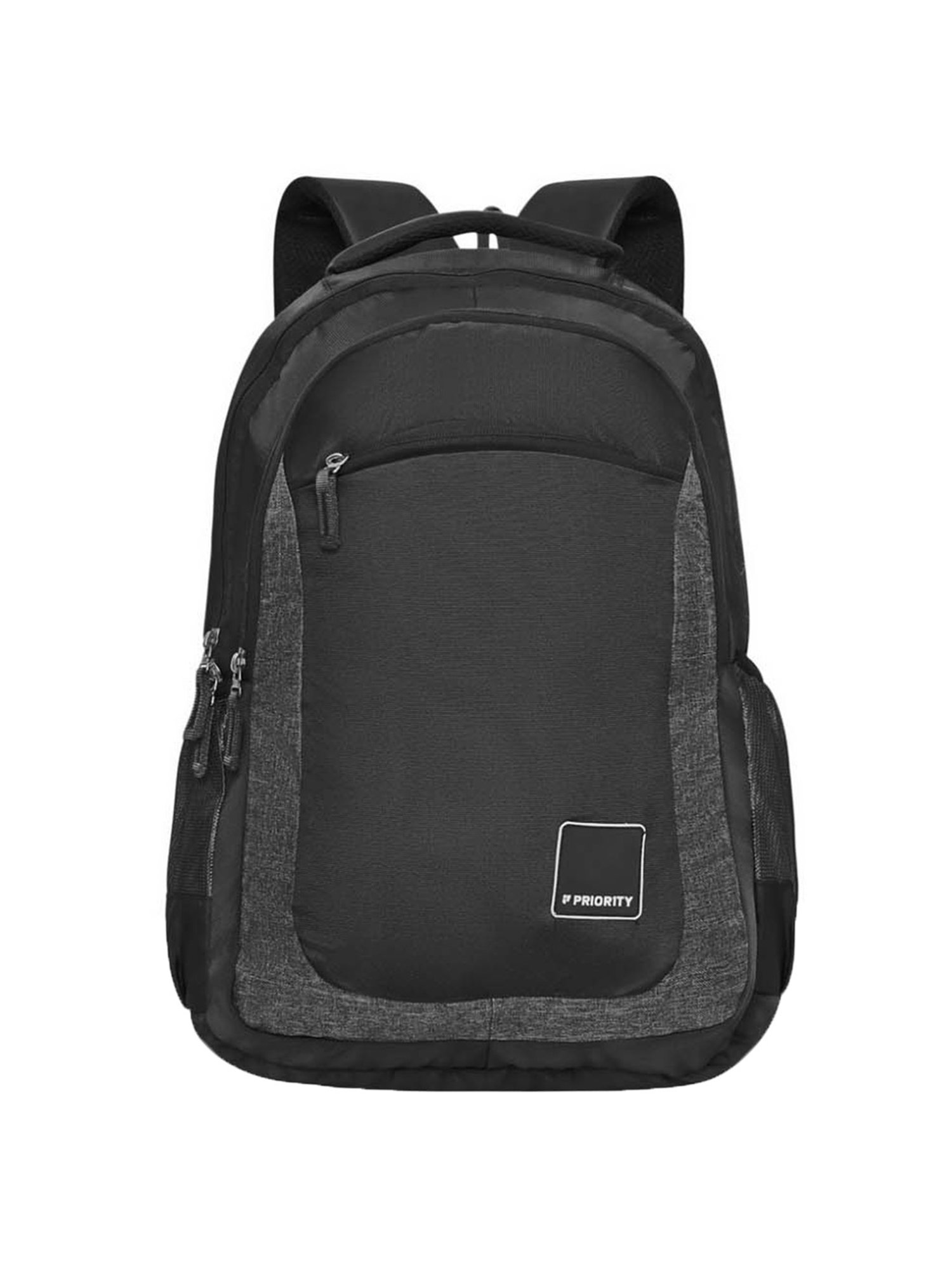 Priority Genius Black & Grey Polyester Solid Backpack - 29.44 Ltrs