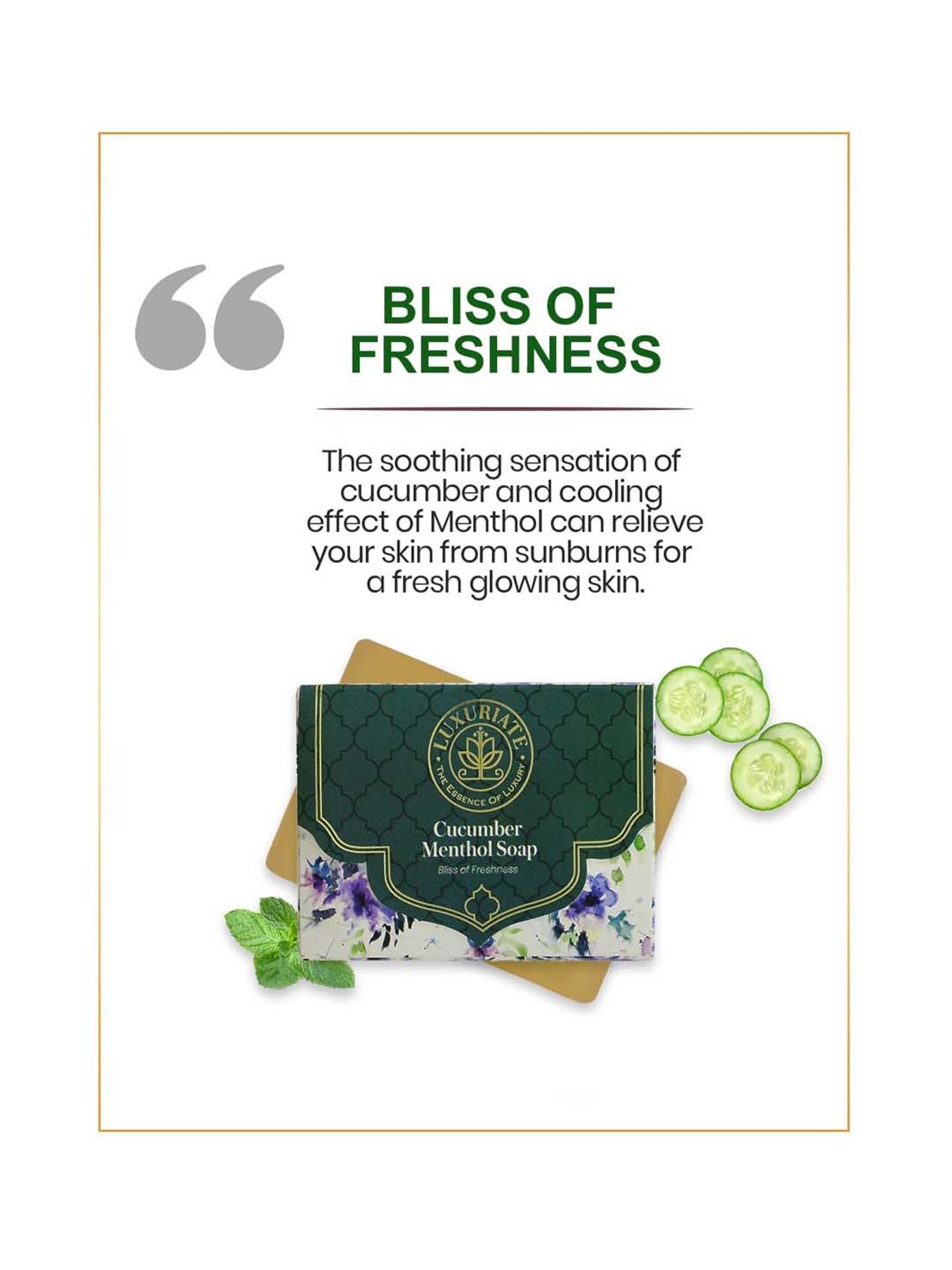 Luxuriate Cucumber and Menthol Soap Bar For Freshness - 125 gm