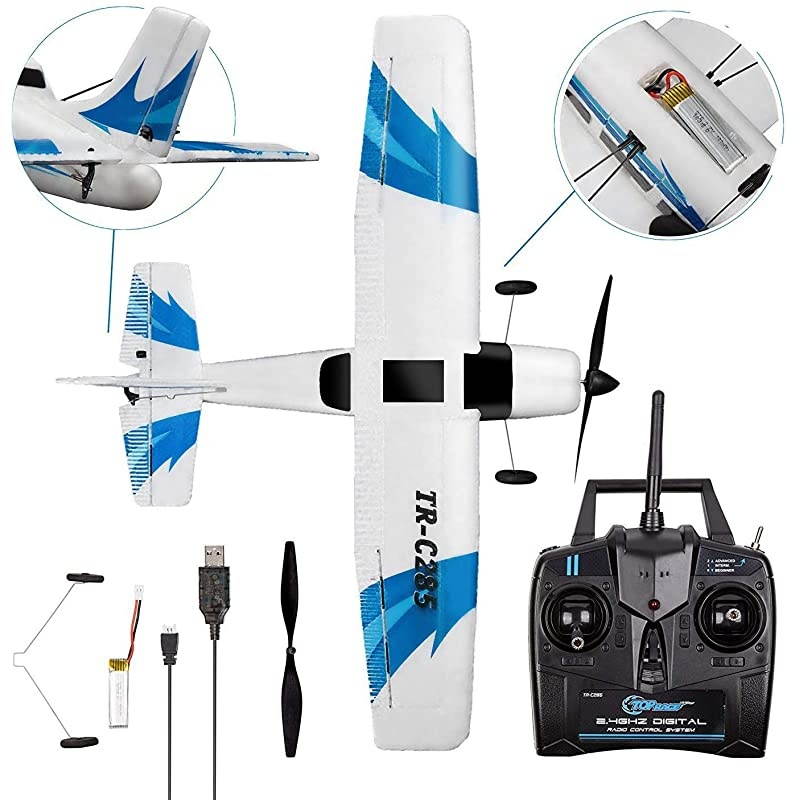 Rc Plane 3 Channel Remote Control Airplane Ready to Fly Rc Planes for Adults, Easy & Ready to Fly, Great Gift Toy for Adults or Advanced Kids, Upgraded with Propeller Saver (TR-C285G)