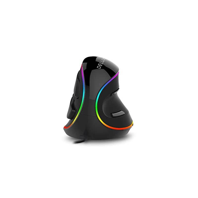 Wired Ergonomic Vertical Mouse Large RGB Ergonomic Computer Mouse with 6 Buttons Removable Wrist Rest 4000DPI and OnBoard Software Reduce Hand Strainfor Carpal TunnelM618Plus RGBBlack