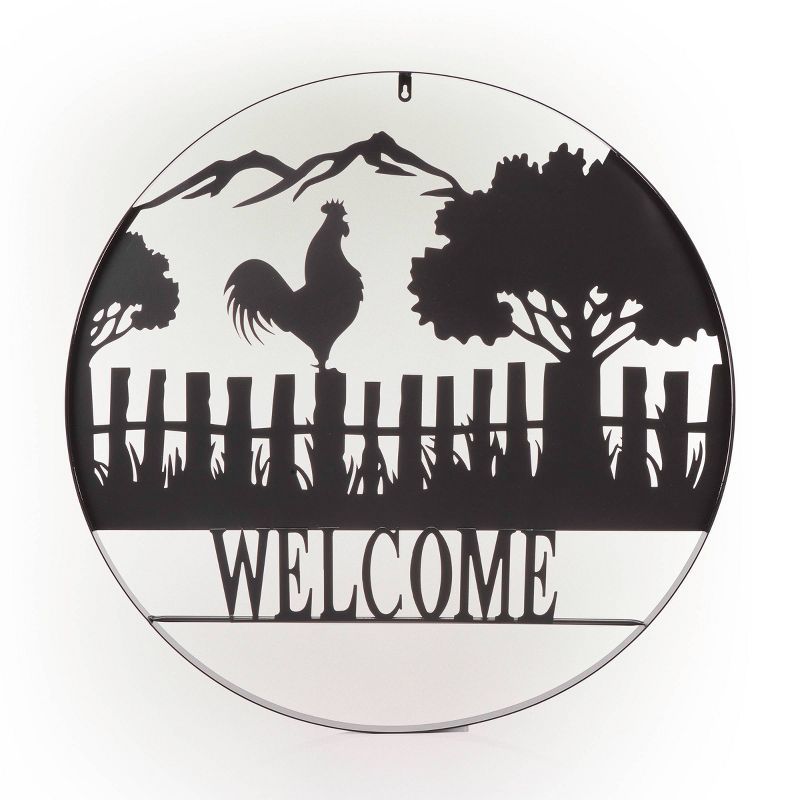 Alpine 31" Silhouette Farm Scenery Welcome Iron Decor Black