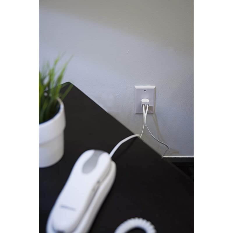 Telephone Duplex Adapter Home or Office Compatible with Answering Machines Modems Fax Machines All Brands RJ14 RJ11 White 76191