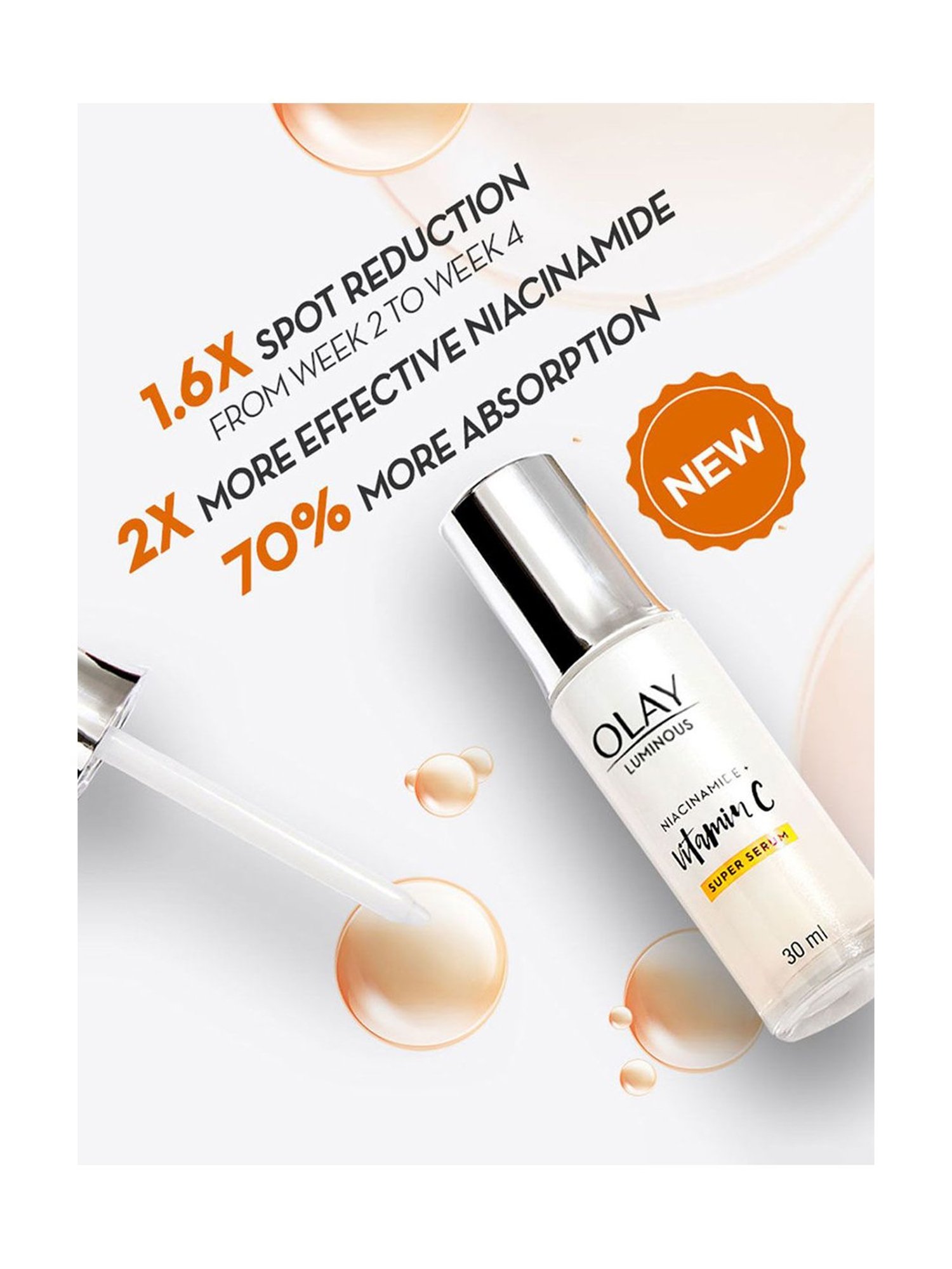 Olay Luminous Vitamin C Super Serum, with 99% pure Niacinamide - 30 ml