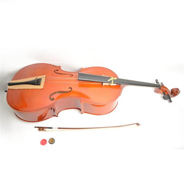 4/4 Acoustic Cello + Case + Bow + Rosin Wood Color Beautiful Varnish Finishing (Retro Color)