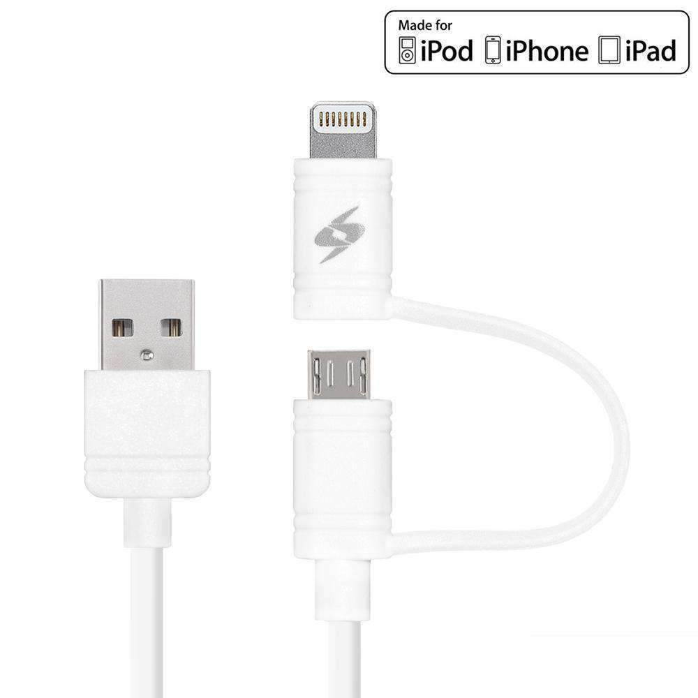 AMZER APPLE MFi 2-1 SYNC&CHARGE LIGHTNING CABLE WITH MICRO USB 3.2 FT.